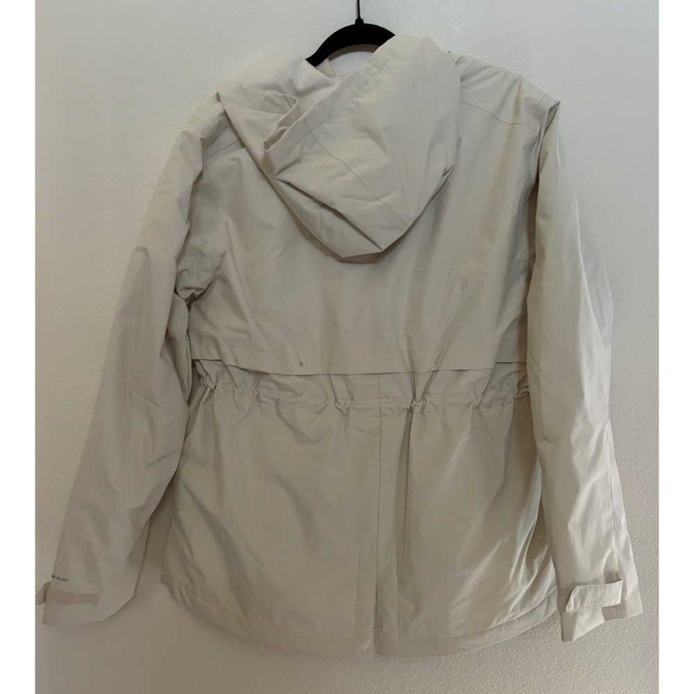 Columbia Omni-Tech Cream Rain Jacket Hooded Cinched Waist Waterproof Womens XL - Picture 4 of 4